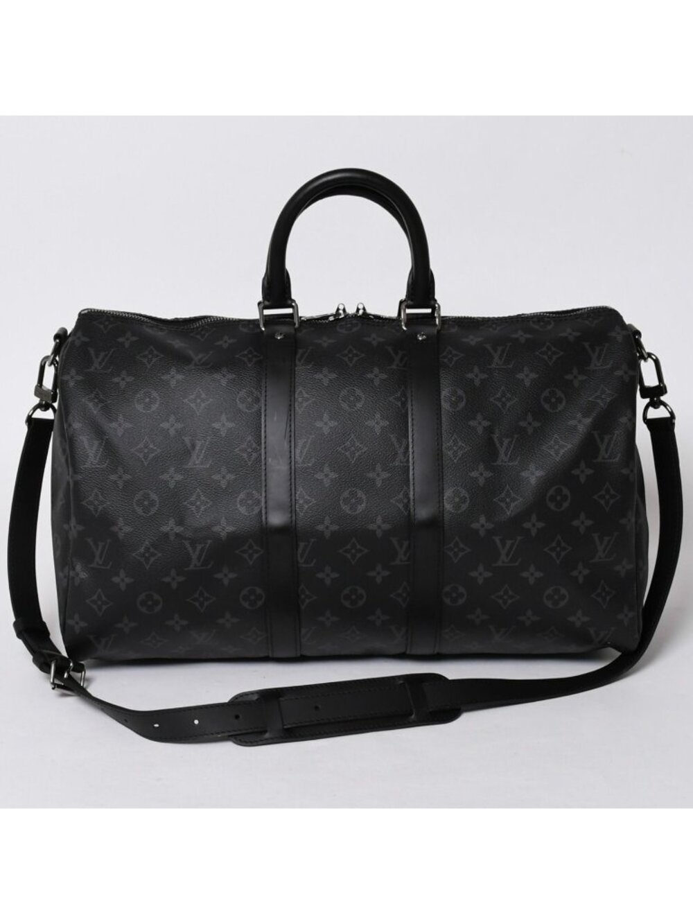 Louis Vuitton Keepall Bandouliere 45 Monogram Eclipse Canvas Black Leather